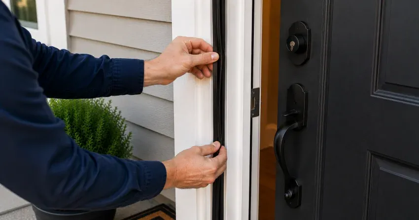 technician performing light test on door seal in Moore Park, Georgetown