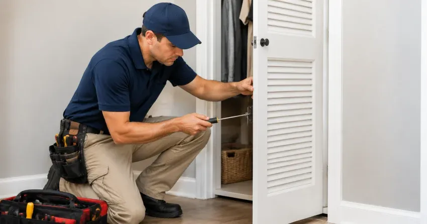 technician repairing doorbell button and wiring in Norval, Georgetown