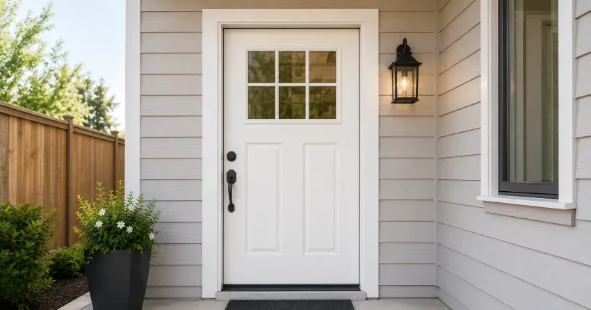 technician installing exterior door frame in Georgetown