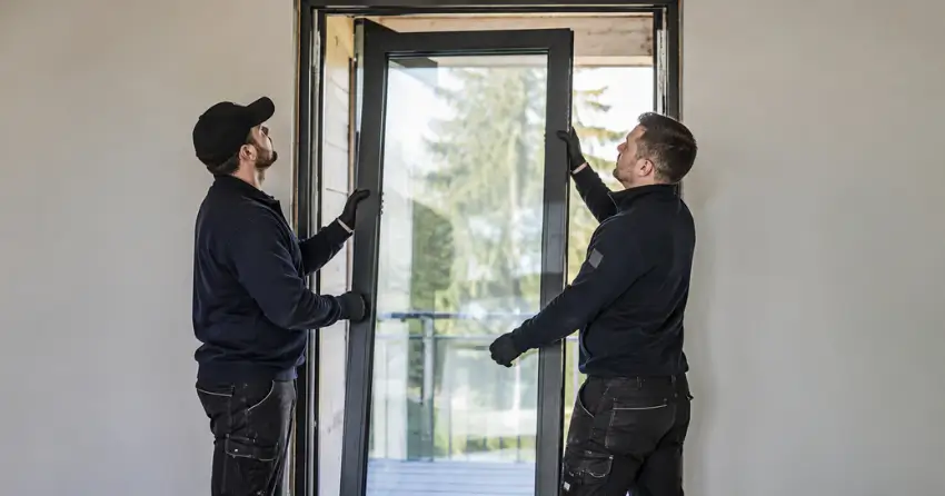 new glass panel being fitted into door frame in Georgetown