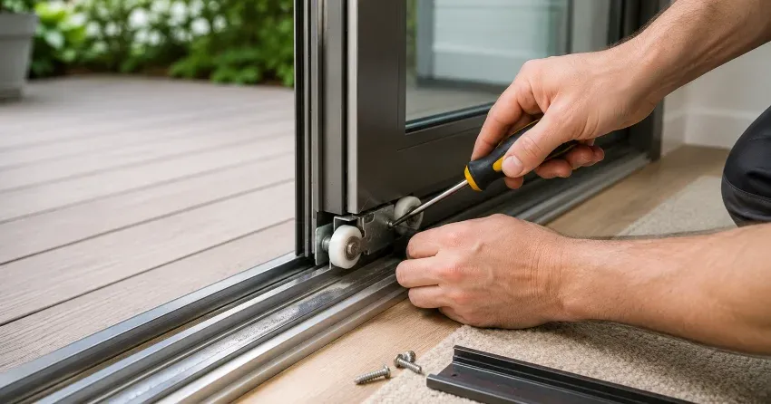 sliding door fix Moore Park, Georgetown technician diagnosing track issue